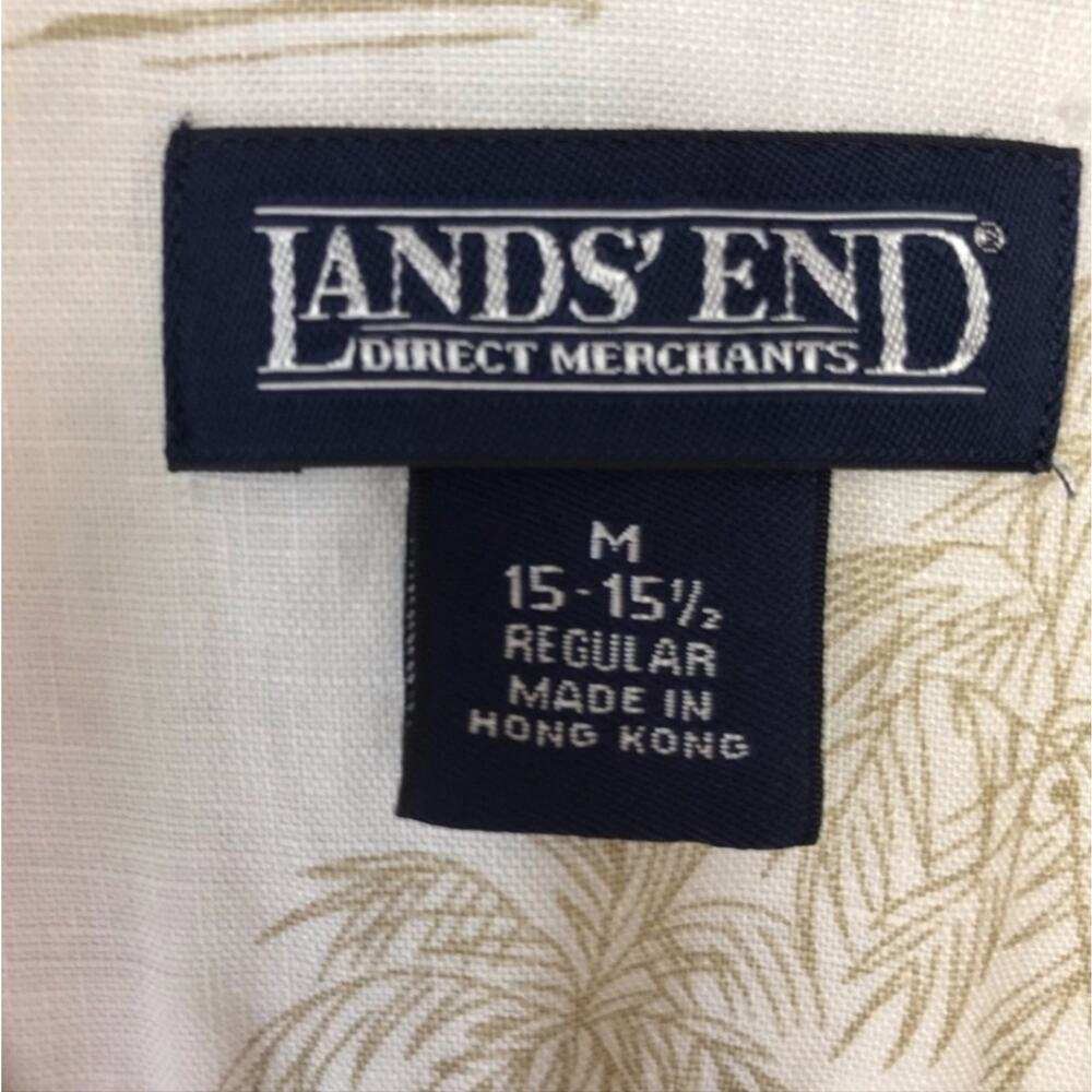 Land’s End Hawaiian 100% Linen Button Up Short Sleeve Shirt Medium - Picture 5 of 8